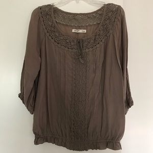 Brown Eyelet Blouse